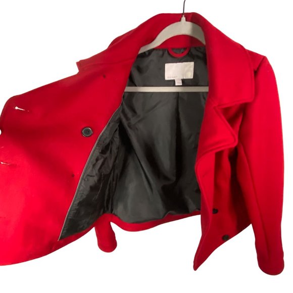 Old Navy Women's Size Small Red‎ Button Up Wool Long Sleeve Pea Coat Jacket - Picture 4 of 15